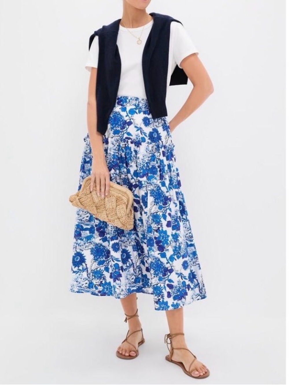 Tuckernuck Hyacinth House Indigo & Blue Floral Isla Maxi Skirt Sz S Resortcore